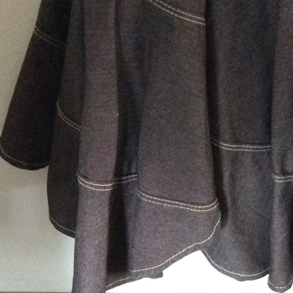 DENIM FITTED/ FLARED AT BOTTOM  BROWN SKIRT MIDI - Picture 2 of 7